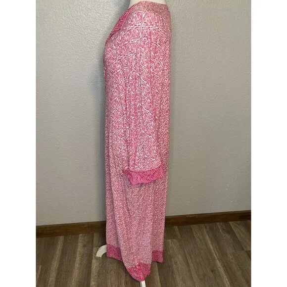 Oscar de la Renta Pink Label Long Robe Kaftan MuMu Button Front Women's L/XL
